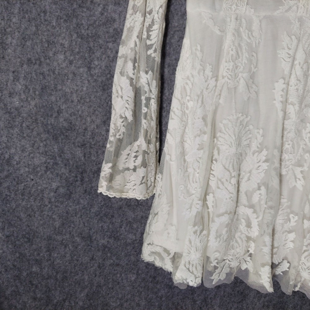 Free People‎ Reign Over Me Dress 4 Sheer Embroidered Lace Bell Sleeve Festival - Picture 5 of 16